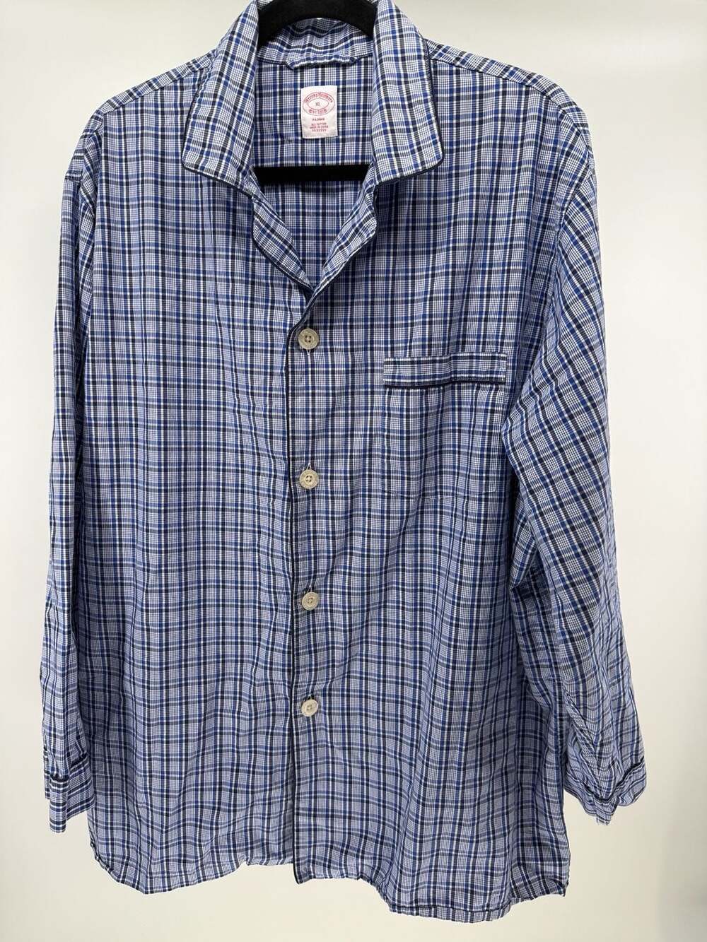 Brooks Brothers XL Men's Blue Plaid Cotton Pajama Shirt